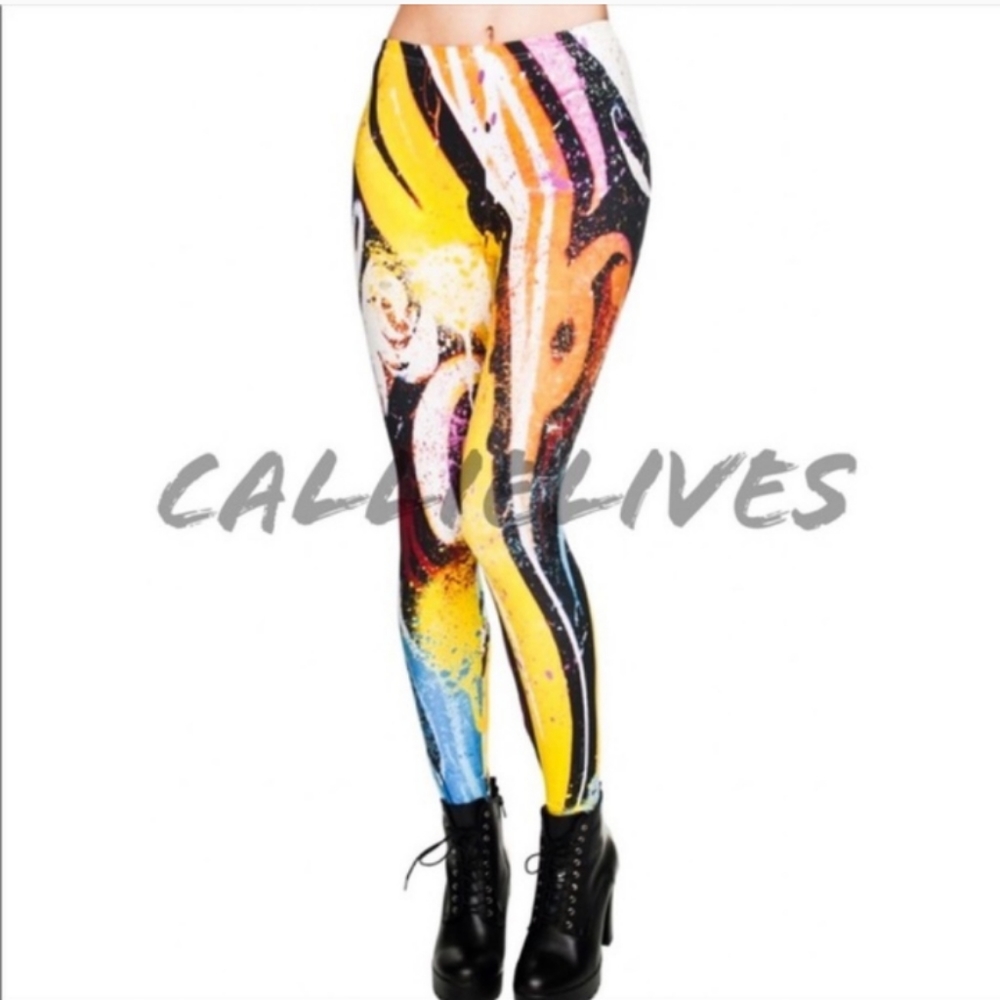 Painted Abstract Dripping Wet 3D Graphic Leggings